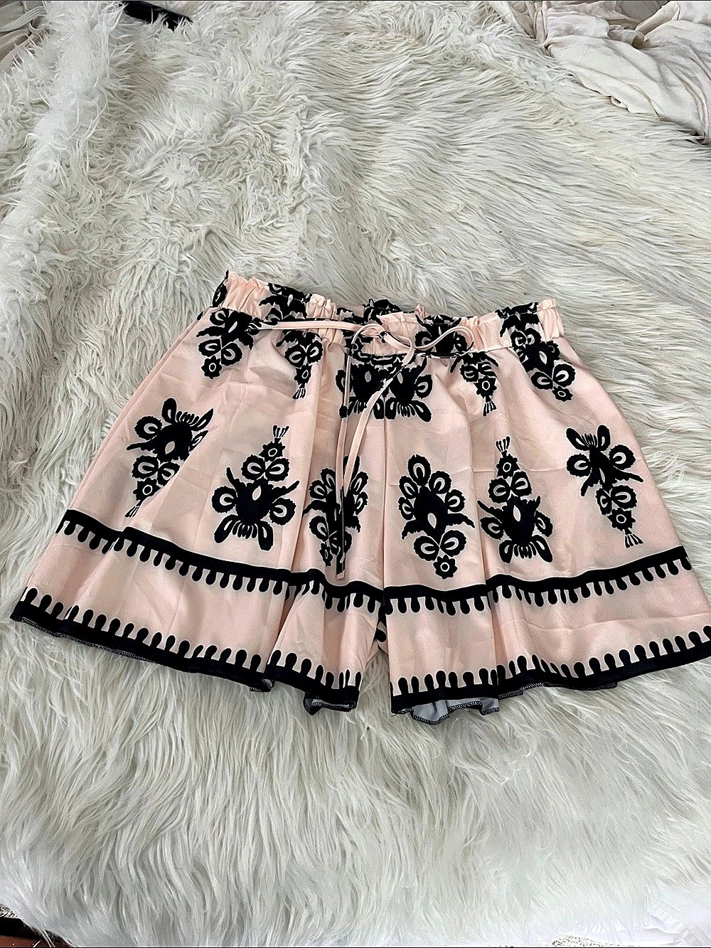 Floral High Waist Shorts in Pink & Black New